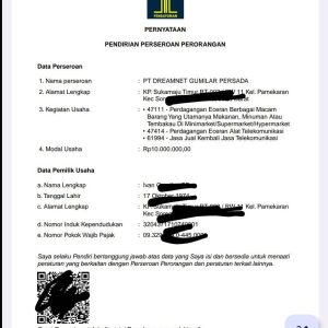 Izin usaha RT RW NET 3