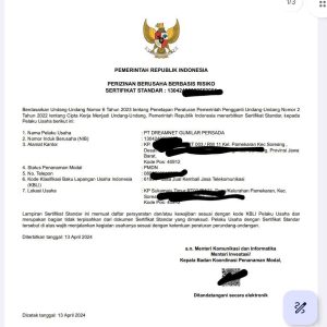 Izin usaha RT RW NET 5