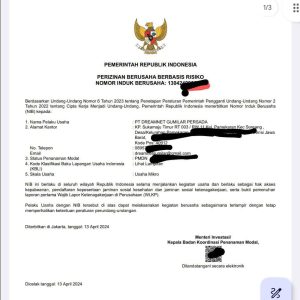 Izin usaha RT RW NET 4